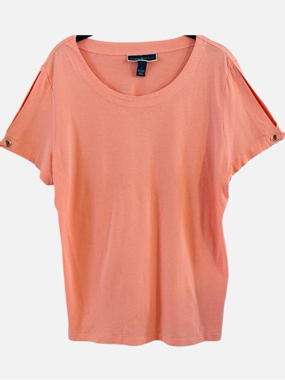 Karen Scott Coral Cold Shoulder Top Cotton Modal Size L
